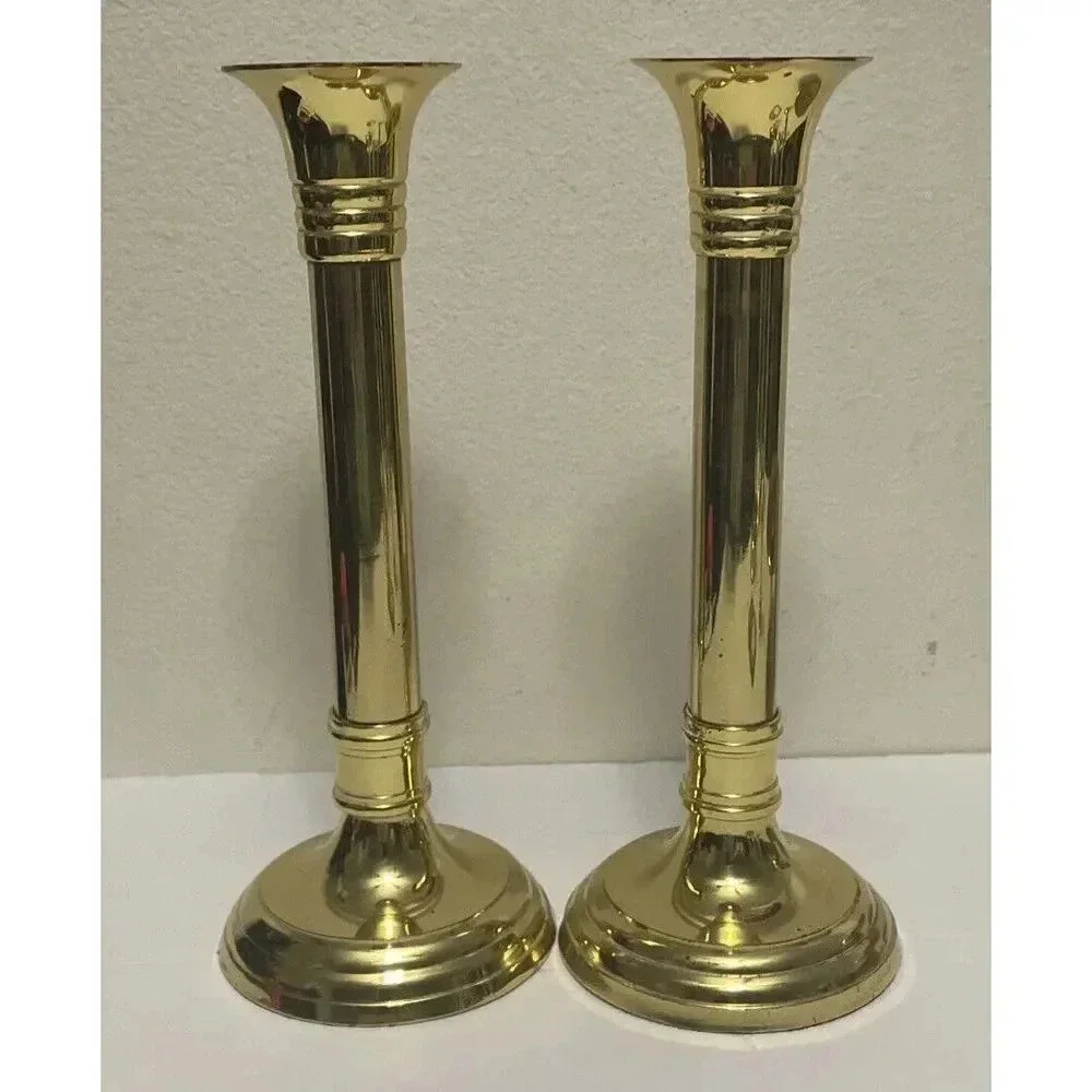 Vintage Hampton Brass Candlestick‎ Holders #1081 Set of 2 Height 9.5 Inches
